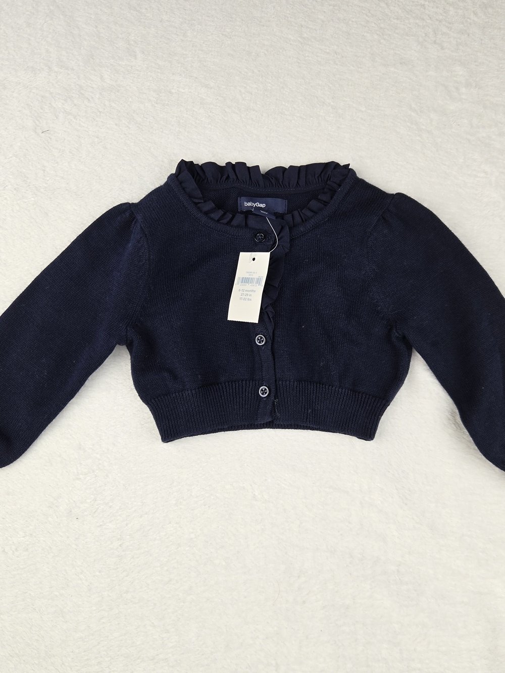 NWT Gymboree Blue Button Up Sweater Size 6-12 Ruffled Soft